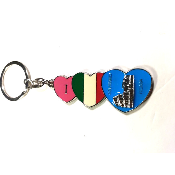 I Love Roma Metal Keychain Flag Colors - Picture 3 of 6